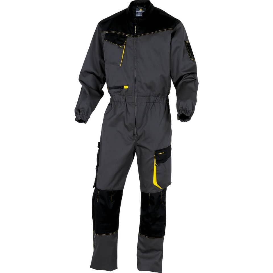 Tuta da lavoro Delta Plus D-Mach elasticizzata - 9 tasche - cotone e poliestere grigio-giallo XXL- DMACOMGJXX