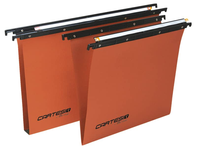 Cartelle sospese orizzontali per cassetti CARTESIO 39 fondo a V arancio arancio Conf. 50 pezzi - 100/395-B2