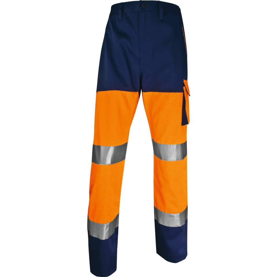 Pantaloni da lavoro Delta Plus ad alta visibilità - classe 2 - 5 tasche - argento arancio fluo-blu - XL- PHPA2OMXG