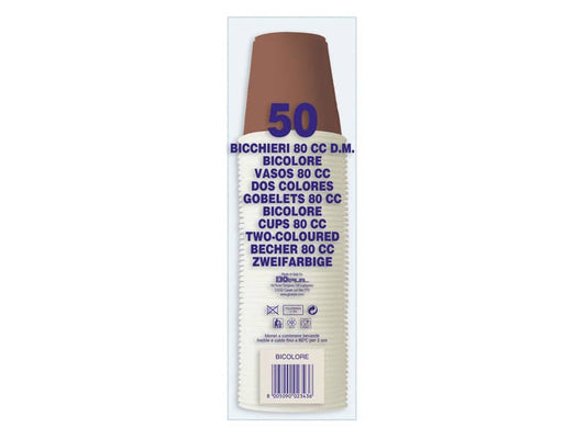Bicchieri monouso Dopla Professional 80 ml polistirene bianco/marrone  conf.50 - 42108