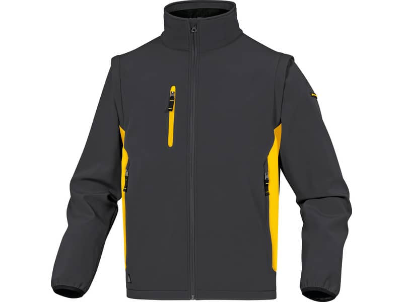 Giacca da lavoro DELTA PLUS MySen 2 con zip - 5 tasche - maniche staccabili grigio-giallo - M - MYSE2GJTM