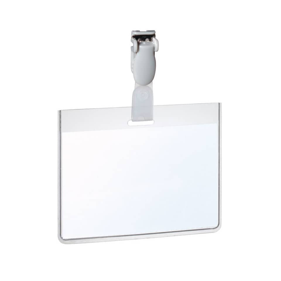 Portanomi con clip DURABLE EUROBADGE tasca chiusa pvc trasparente inserto 60x90mm  conf. 25 - 814319