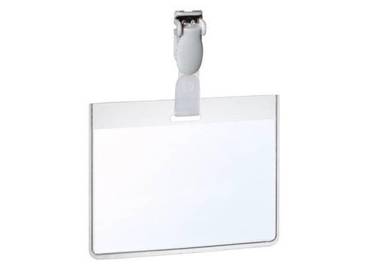 Portanomi con clip DURABLE EUROBADGE tasca chiusa pvc trasparente inserto 60x90mm  conf. 25 - 814319