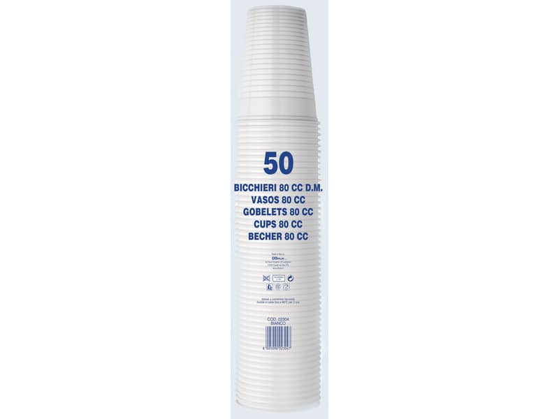 Bicchieri monouso Dopla Professional 80 ml polistirene bianco conf.50 - 42107