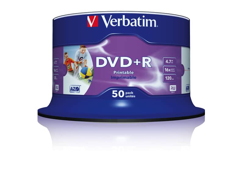 DVD+R Wide Stampabile Verbatim Spindle Case 4.7 GB - velocità 16x Conf. 50 pezzi - 43512
