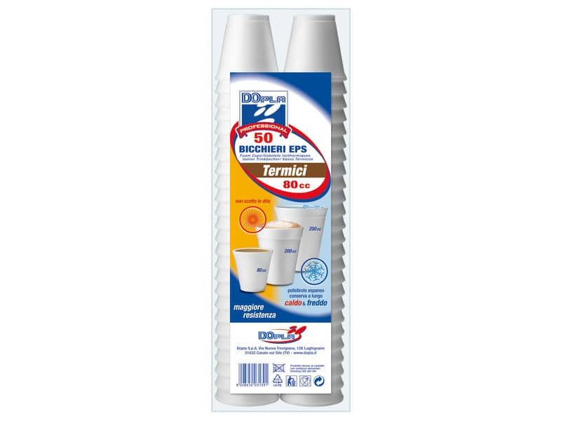 Stoviglie monouso Dopla Professional bicchieri 80 ml polistirolo espanso bianco  conf.50 - 2662