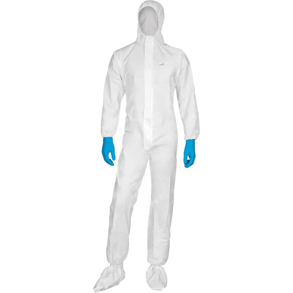 Tute da lavoro DELTA PLUS con cappuccio elasticizzata monouso - chiusura con zip PPL bianco - XXL - DT115XX