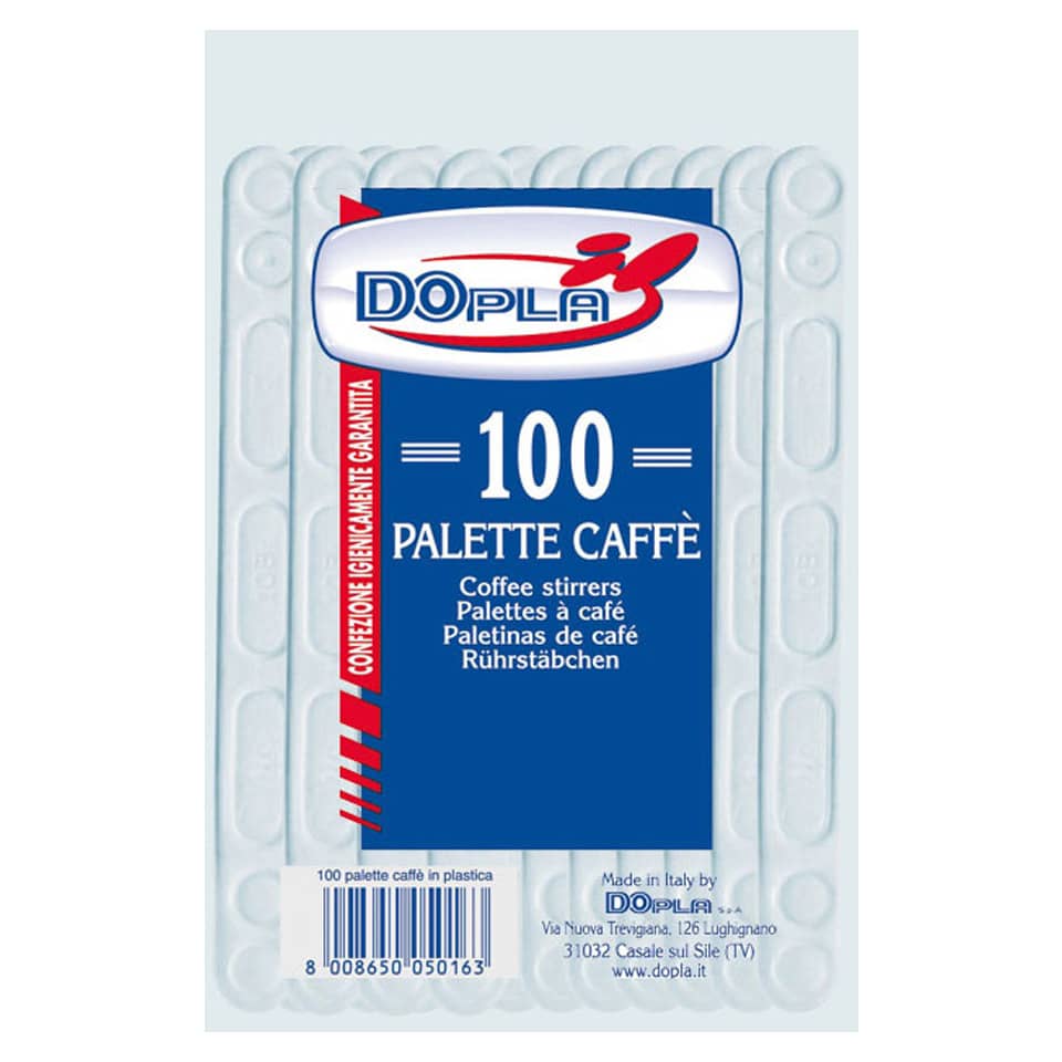 Stoviglie monouso Dopla palette caffè manuali polistirolo trasparente conf.100 - 05016