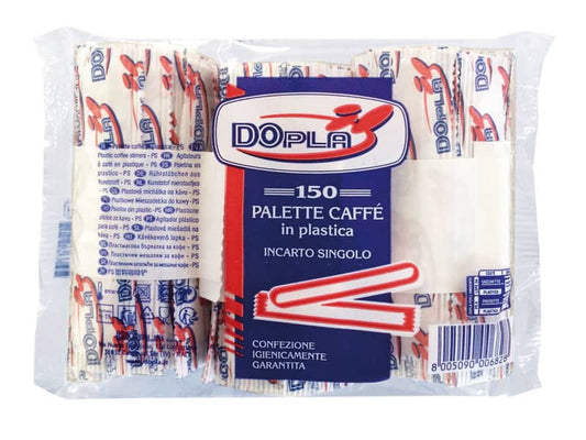 Stoviglie monouso Dopla palette da caffè incartate singolarmente polistirene trasparente conf.150 - 5033