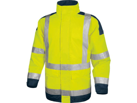 Giacca da lavoro Delta Plus Parka Easy View c/zip imperm. - Cl.3 - 4 tasche - argento giallo fluo-blu - M - EASYVJMTM