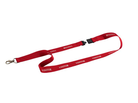 Cordoncino portabadge VISITOR DURABLE cordoncini VISITOR in tessuto rosso 20mm x 44cm conf. da 10 - 823803