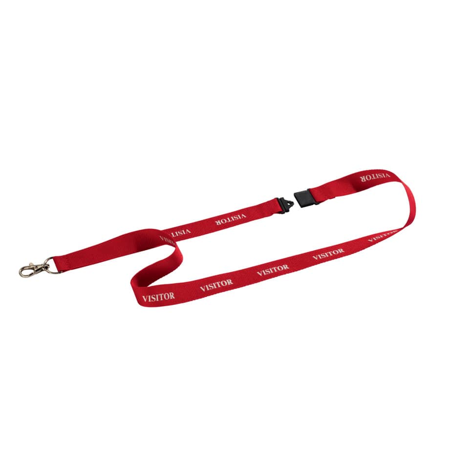 Cordoncino portabadge VISITOR DURABLE cordoncini VISITOR in tessuto rosso 20mm x 44cm  conf. da 10 - 823803