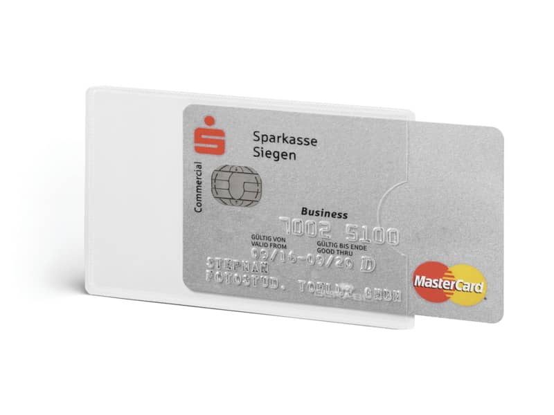 Tasca porta carte di credito DURABLE RFID SECURE CONFEZIONE RETAIL trasparente 54x86mm  conf. 3 - 890319