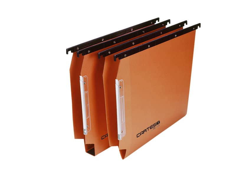 Cartelle sospese laterali per armadi CARTESIO 33 cm fondo a V arancio Conf. 50 pezzi - 114 F BETA - B2