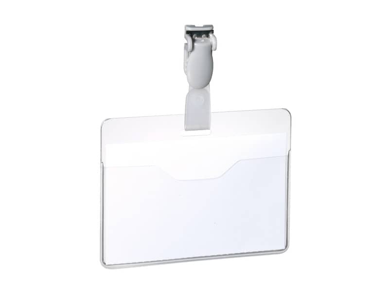 Portanomi con clip DURABLE EUROBADGE tasca aperta plastica trasparente inserto 60x90mm  conf. 25 - 814719