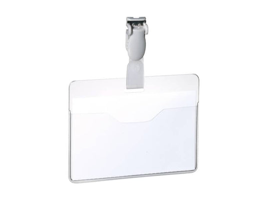 Portanomi con clip DURABLE EUROBADGE tasca aperta plastica trasparente inserto 60x90mm  conf. 25 - 814719