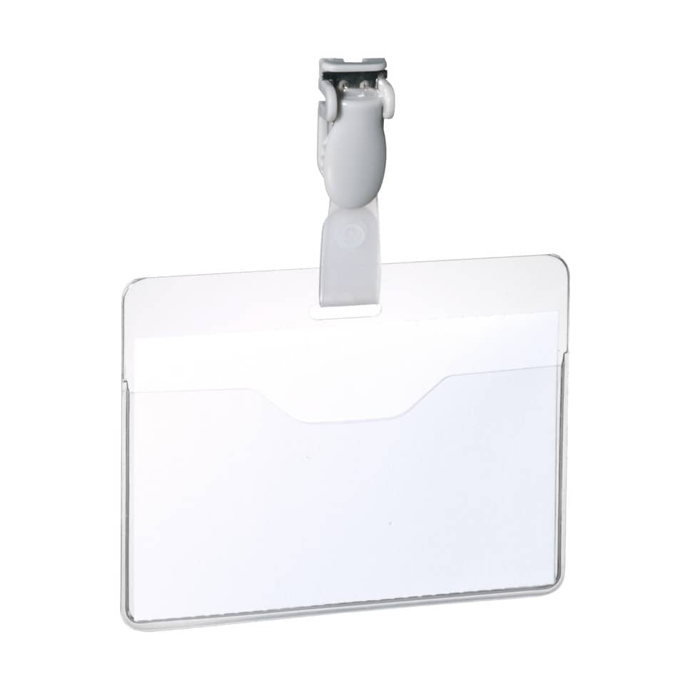 Portanomi con clip DURABLE EUROBADGE tasca aperta plastica trasparente inserto 60x90mm  conf. 25 - 814719