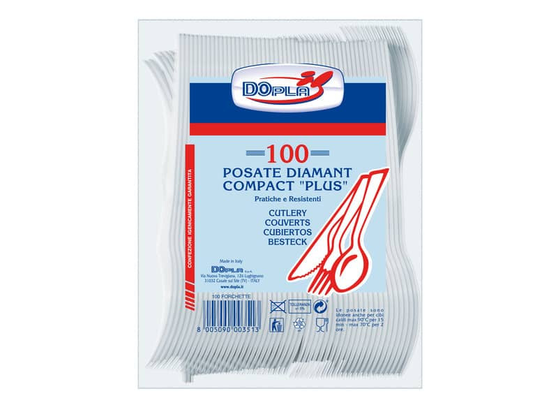 Stoviglie monouso Dopla forchette Diamant Compact Plus polistirolo trasparente  conf.100 - 3722