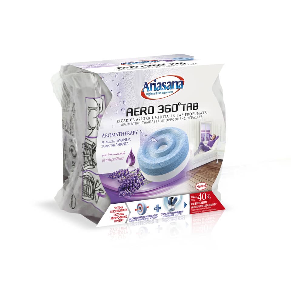 Profumatori e mangiaumidità Ariasana Aero 360° ricarica tab lavanda 450 g. bianco/blu - 2631296