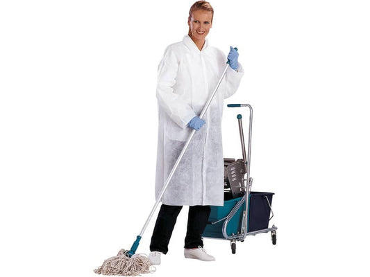 Camici da lavoro DELTA PLUS in PPL  non tessuto - chiusura 4 bottoni - 2 tasche applicate bianco - XXL - BLOUSPOXX