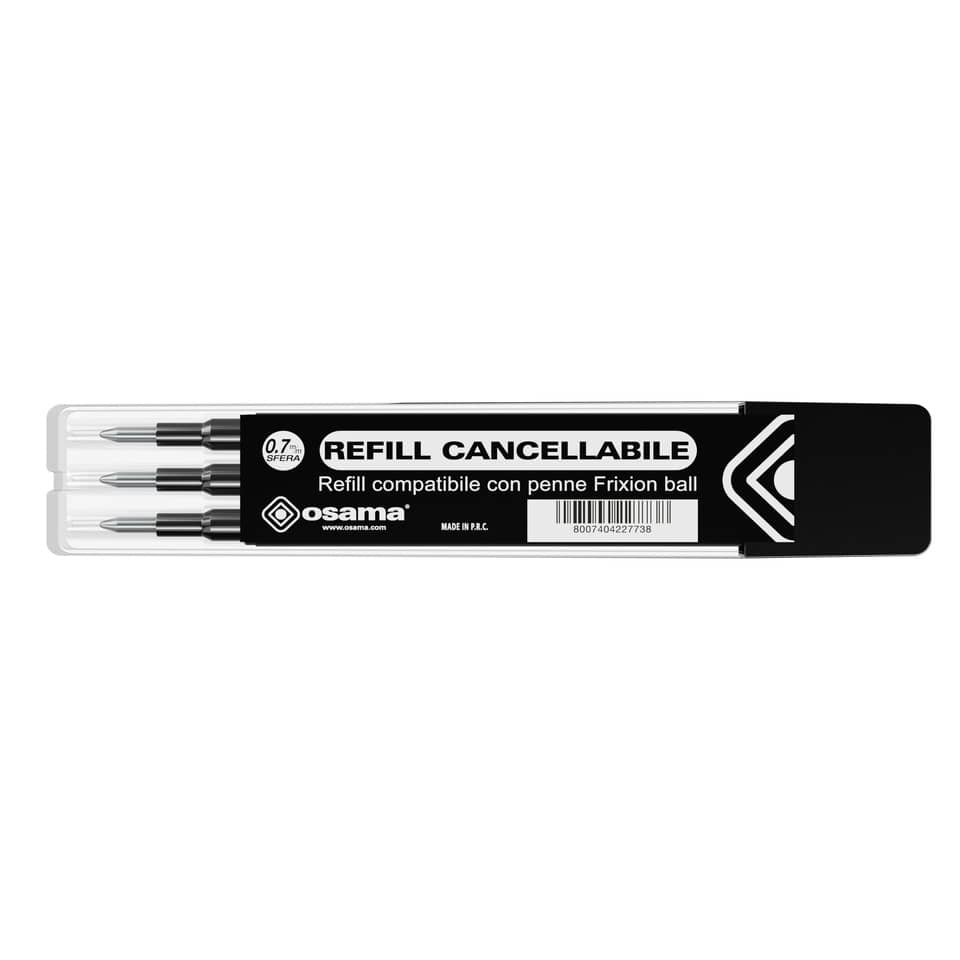 Refill inchiostro gel cancellabile RISCRIVI 0,7 mm nero astuccio da 3 - OW 10136 N