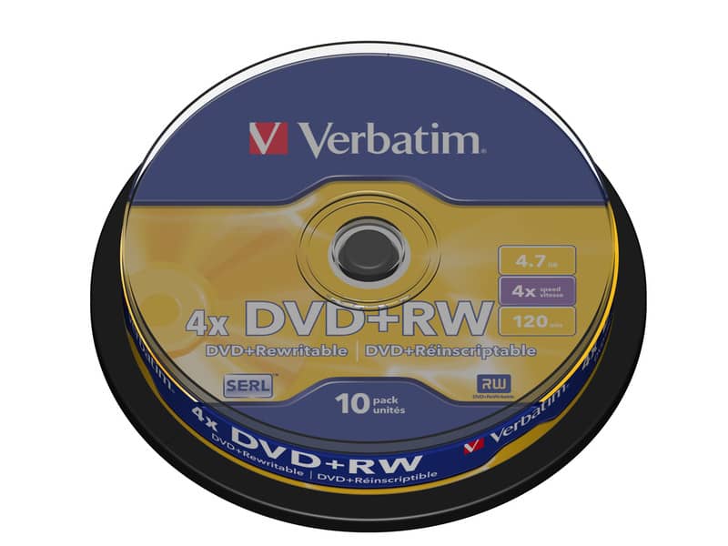 DVD+RW Verbatim 4.7 GB  in confezione da 10 dvd-rw - 43488