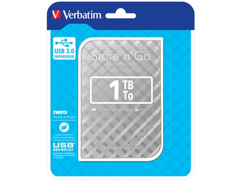 Hard Disk Esterno Verbatim Store 'n' Go USB 3.0 1 TB argento - 53197