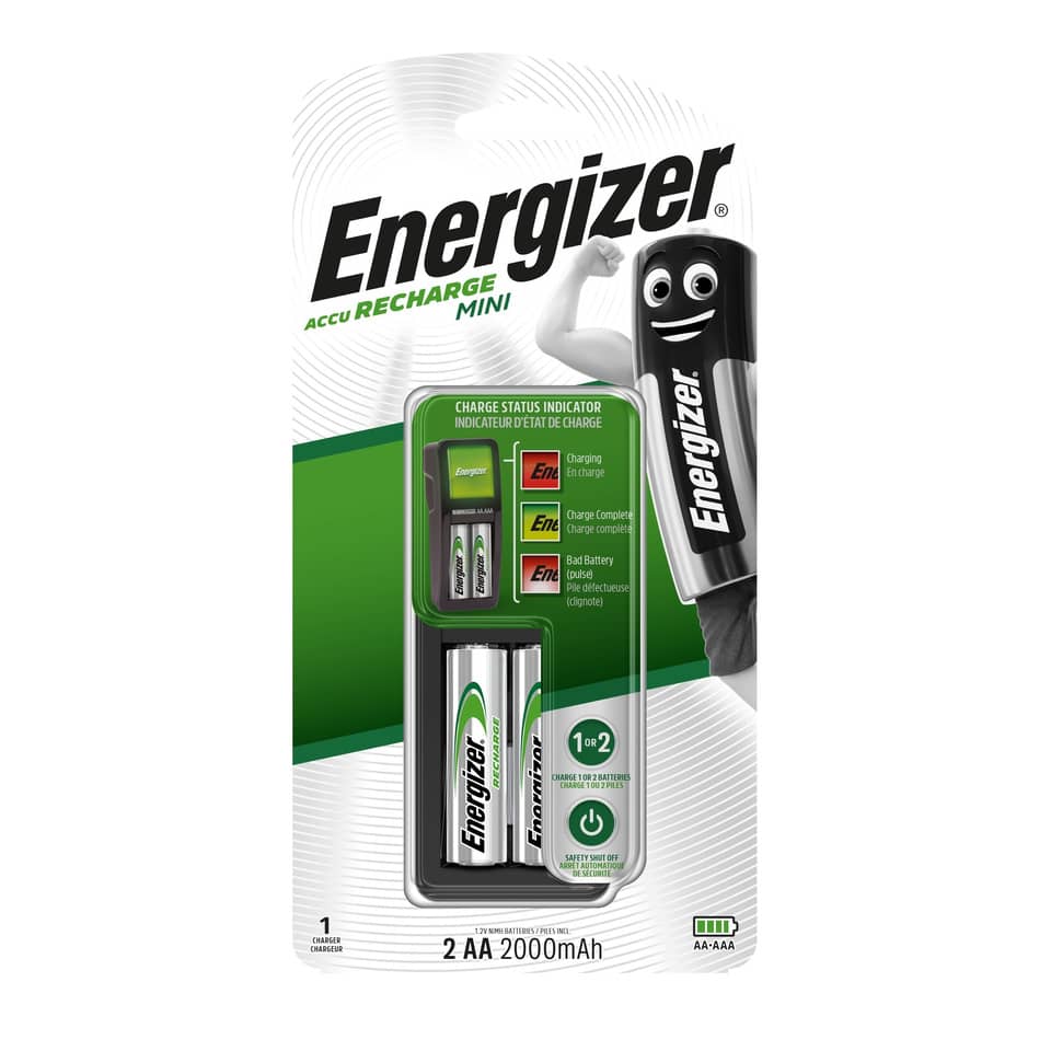 Caricabatterie ENERGIZER Mini Charger 2000mAh incluse 2 batterie Power Plus AA - E300701301