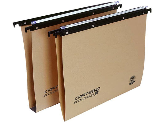 Cartelle sospese orizzontali per cassetti CARTESIO ECO 39 cm fondo V avana Conf. 25 pezzi - 100/395-A1