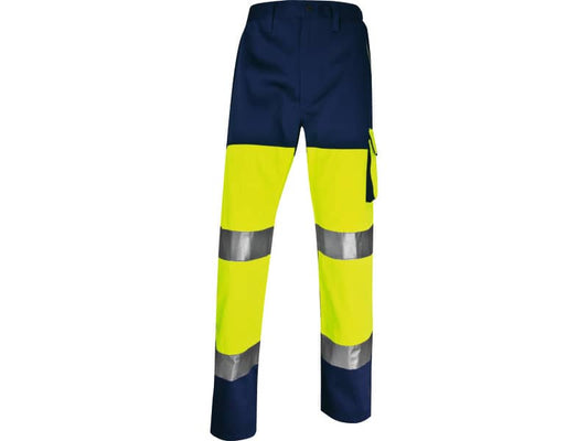 Pantaloni da lavoro Delta Plus ad alta visibilità - classe 2 - 5 tasche - argento giallo fluo-blu - M - PHPA2JMTM