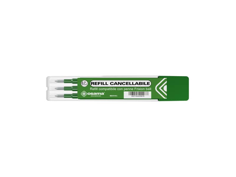 Refill inchiostro gel cancellabile RISCRIVI 0,7 mm verde astuccio da 3 - OW 10136 V