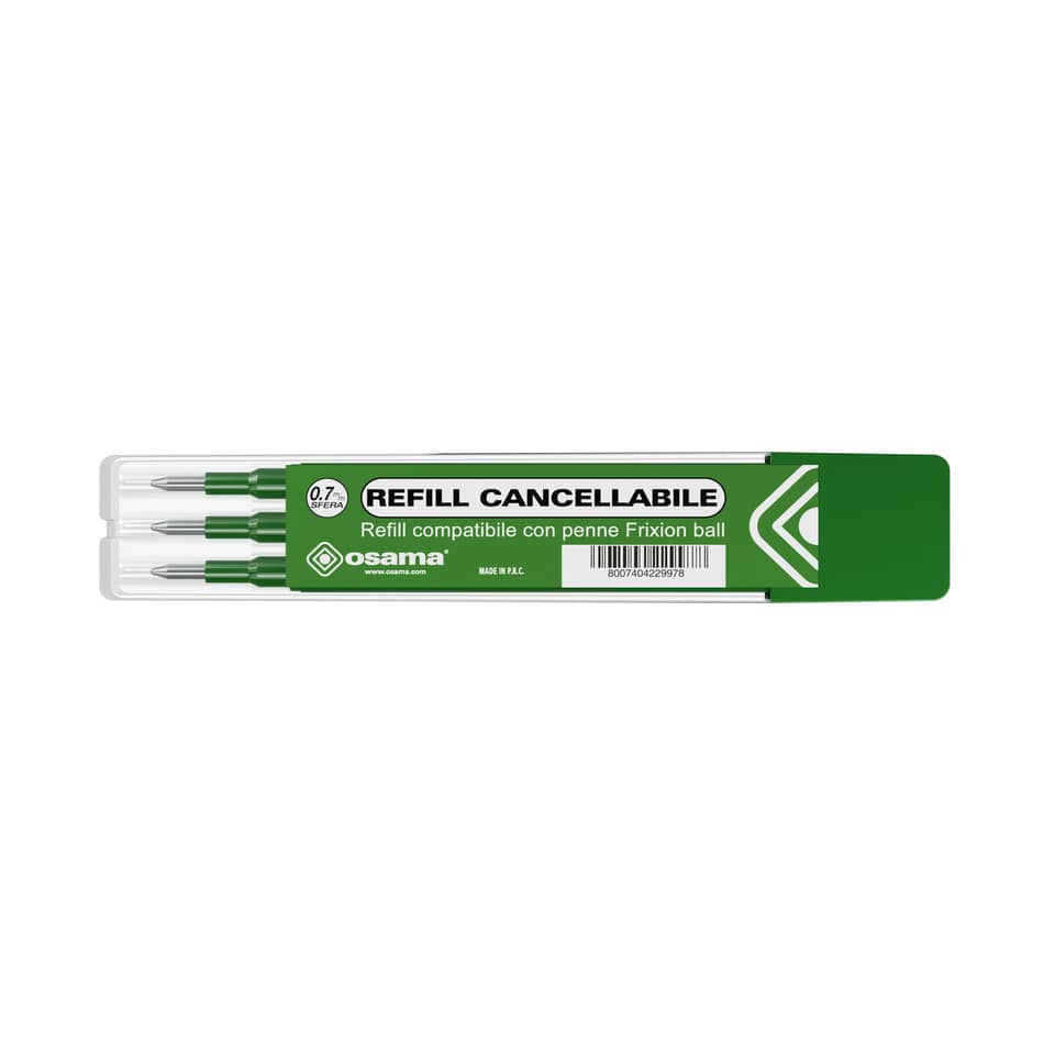 Refill inchiostro gel cancellabile RISCRIVI 0,7 mm verde astuccio da 3 - OW 10136 V