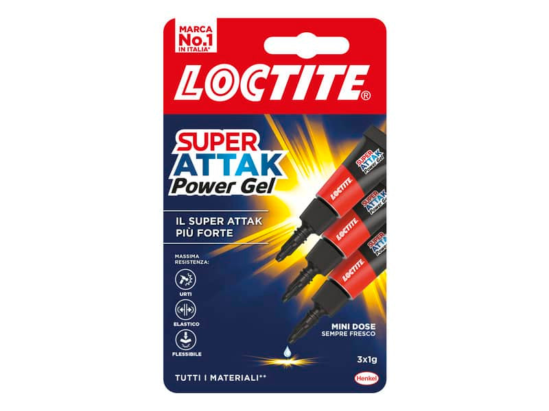 Colla Loctite Super Attak Power gel Mini trasparente Blister da 3 tubetti da 1 gr - 2631567