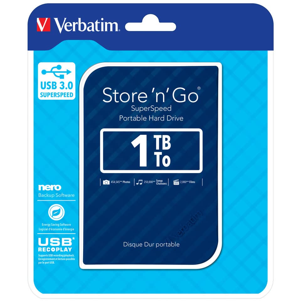 Hard Disk Esterno Verbatim Store 'n' Go USB 3.0 1 TB blu - 53200