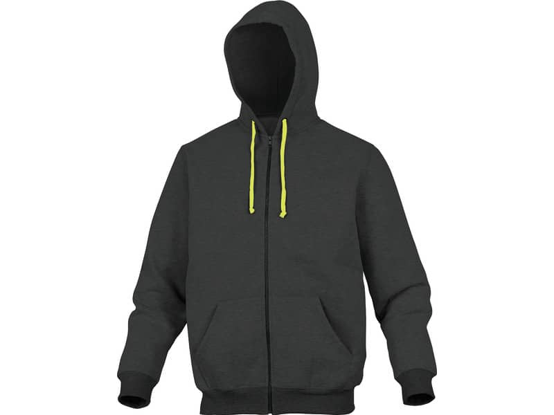 Felpe da lavoro DELTA PLUS con cappuccio in pile con zip - 2 tasche grigio-giallo XL - CENTOGJXG