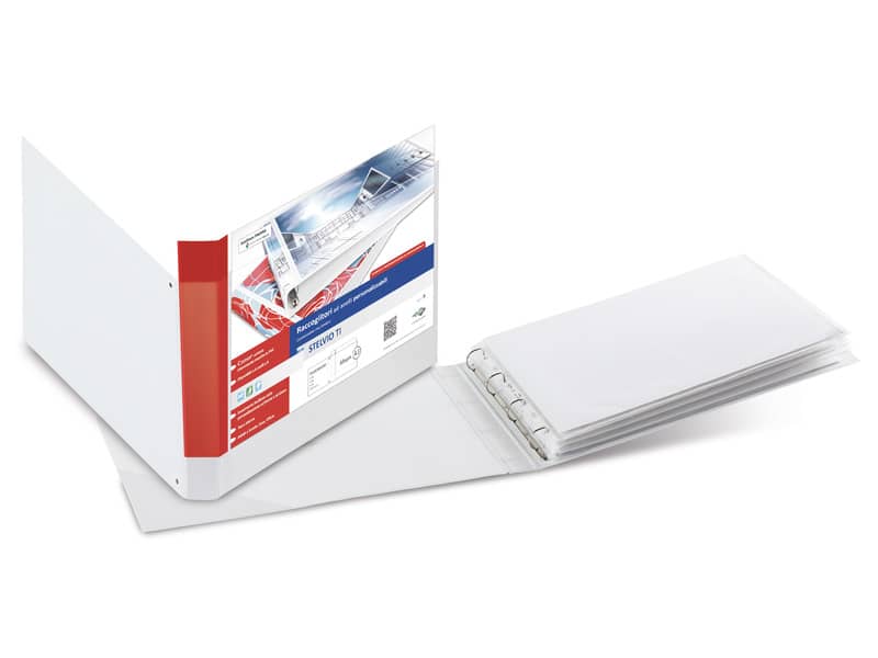 Raccoglitore personalizzabile Sei Rota Stelvio TI A3 orizzontale - 4 anelli D 50 mm bianco - dorso 7,5 cm - 36505001