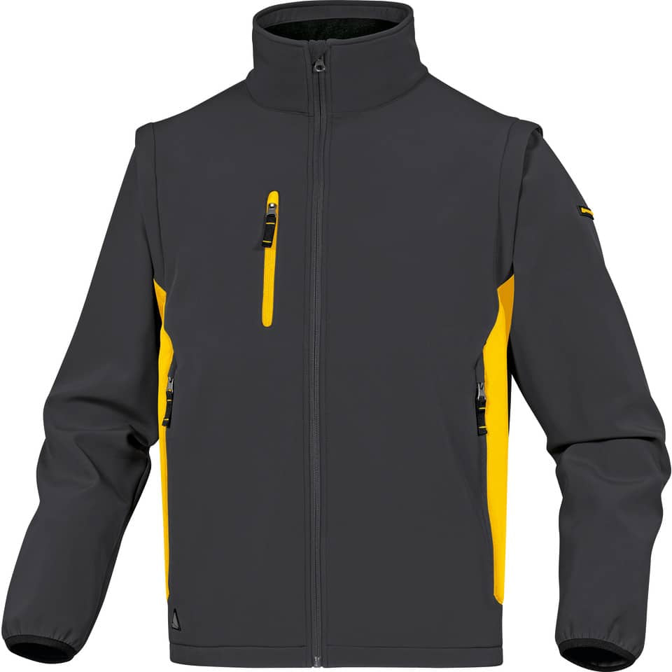 Giacca da lavoro DELTA PLUS MySen 2 con zip - 5 tasche - maniche staccabili grigio-giallo - XXL - MYSE2GJXX