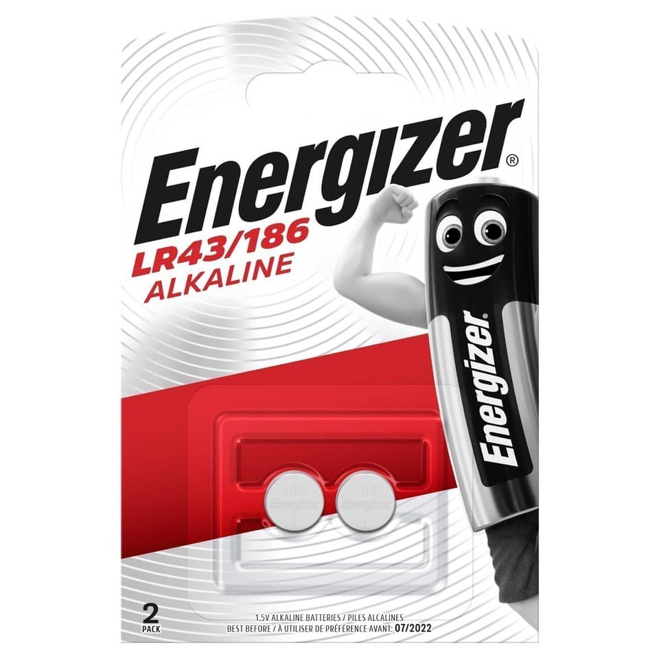 Batterie alcaline a bottone ENERGIZER LR43/186 conf. da 2 - E301536500
