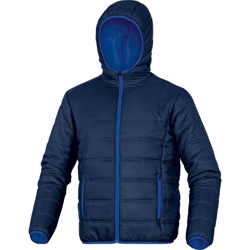 Piumino da lavoro Delta Plus Doon chiusura zip - cappuccio fisso -2 tasche poliammide blu-azzurro - L - DOONBMGT