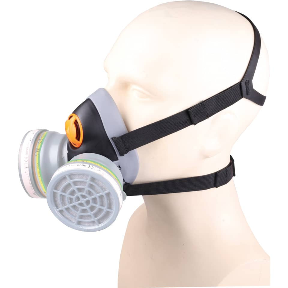 Semi maschera Delta Plus in PPL extra comfort predisposta per 2 filtri (non inclusi) nero-grigio - M6400EGT