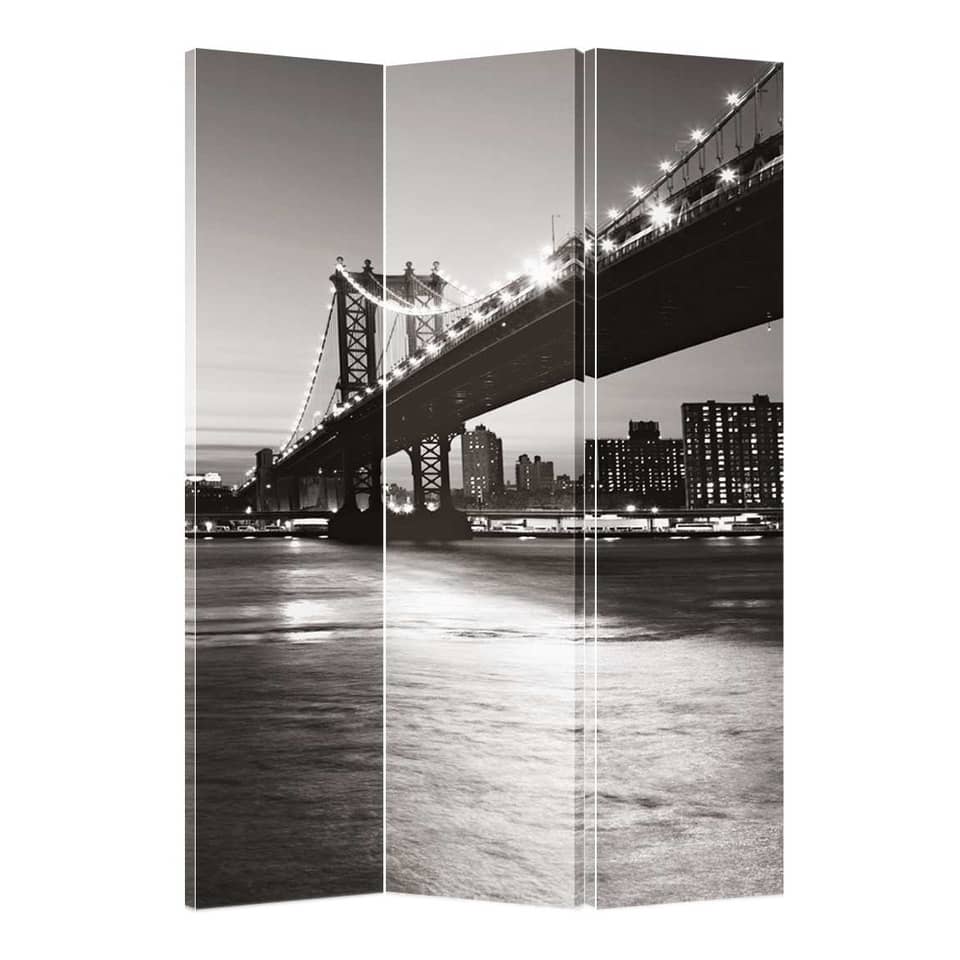 Paravento a 3 ante Serena Group in legno e carta di riso fantasia Brooklyn 120x180 cm - NY-1068-3