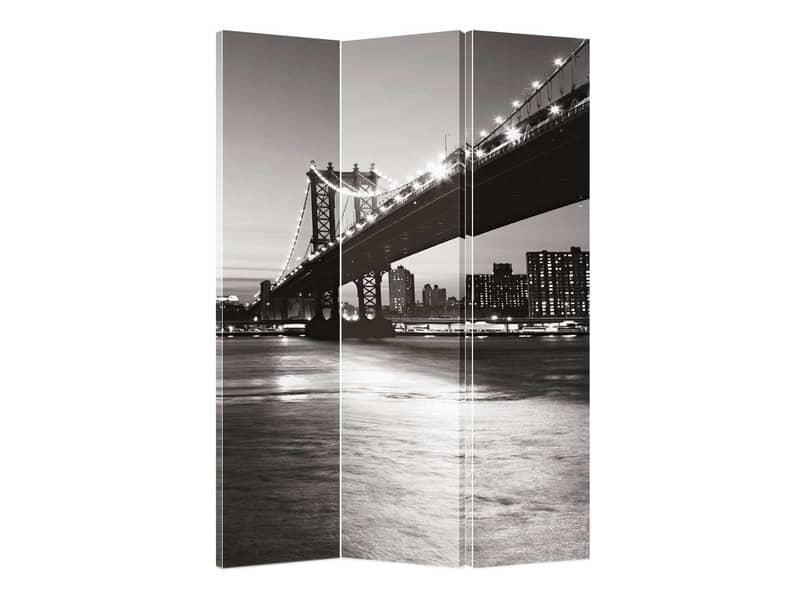Paravento a 3 ante Serena Group in legno e carta di riso fantasia Brooklyn 120x180 cm - NY-1068-3