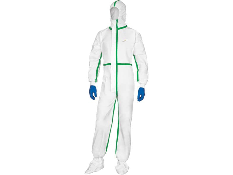 Tute da lavoro DELTA PLUS Deltatek® 5000 c/cappuccio elasticizzata monouso - chiusura con zip bianco - XL - DT119XG