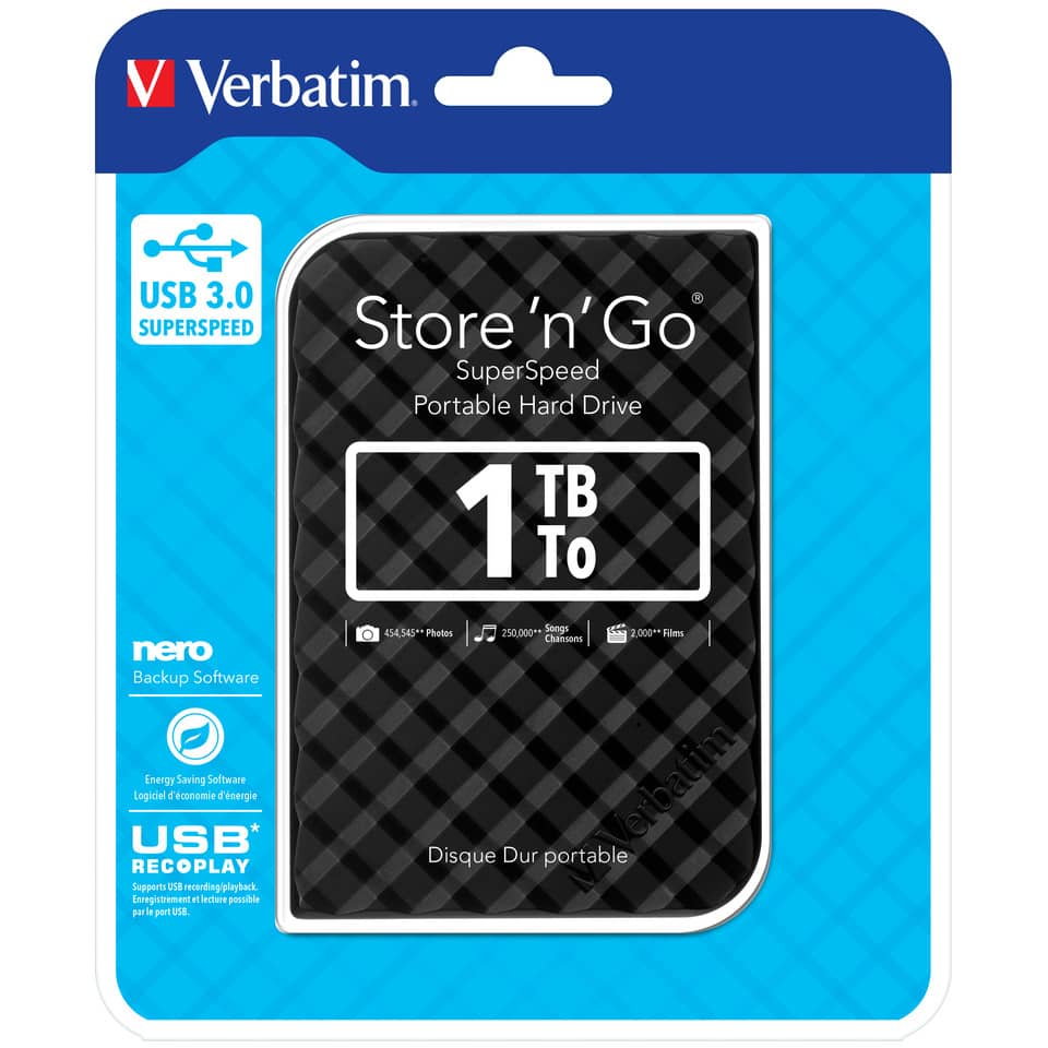 Hard Disk Esterno Verbatim Store 'n' Go USB 3.0 1 TB nero - 53194