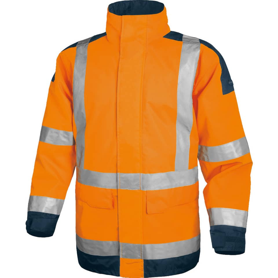 Giacca da lavoro Delta Plus Parka Easy View c/zip imperm. - Cl.3 - 4 tasche - argento arancio fluo-blu XXL - EASYVOMXX