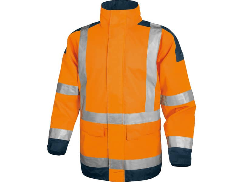 Giacca da lavoro Delta Plus Parka Easy View c/zip imperm. - Cl.3 - 4 tasche - argento arancio fluo-blu XXL - EASYVOMXX
