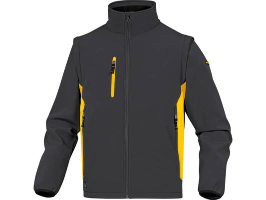 Giacca da lavoro DELTA PLUS MySen 2 con zip - 5 tasche - maniche staccabili grigio-giallo - XL - MYSE2GJXG