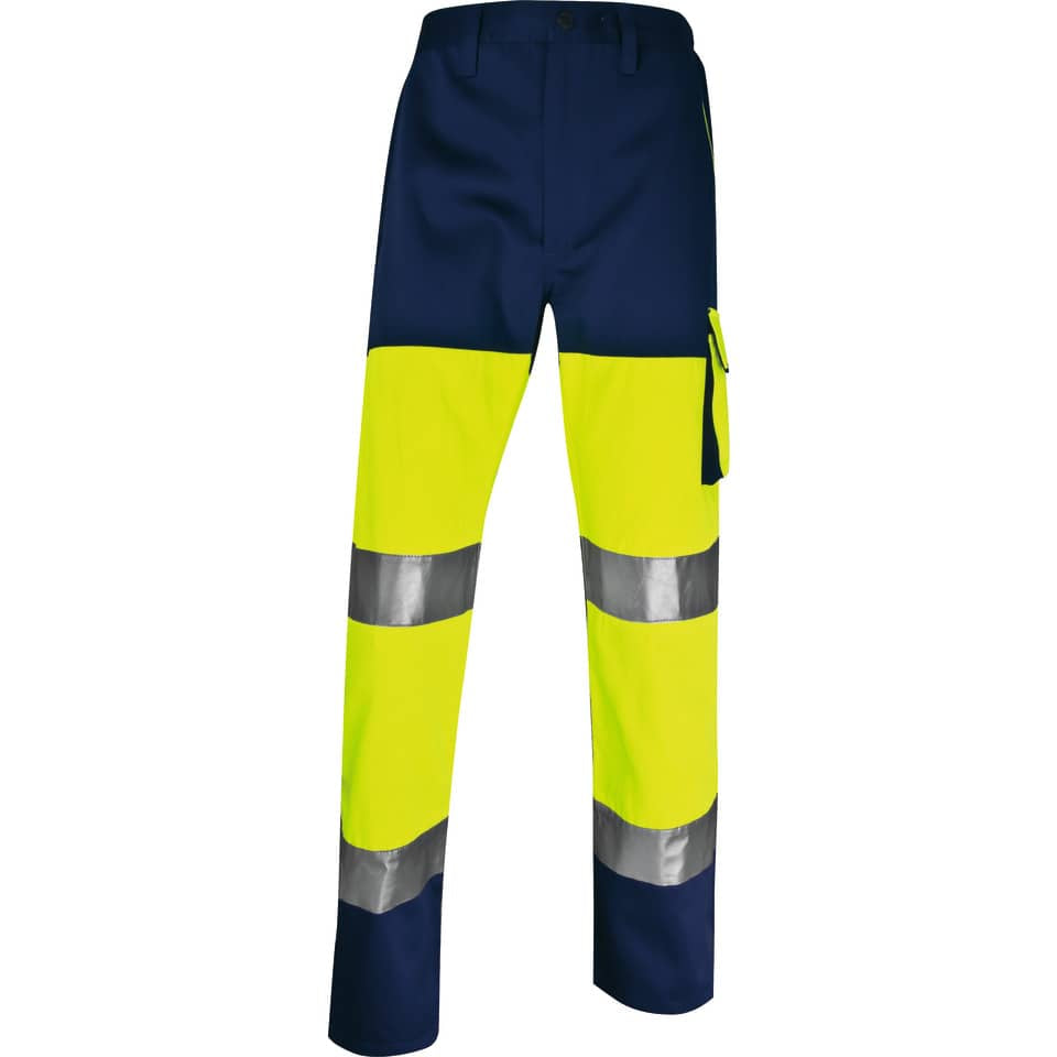 Pantaloni da lavoro Delta Plus ad alta visibilità - classe 2 - 5 tasche - argento giallo fluo-blu - XXL- PHPA2JMXX