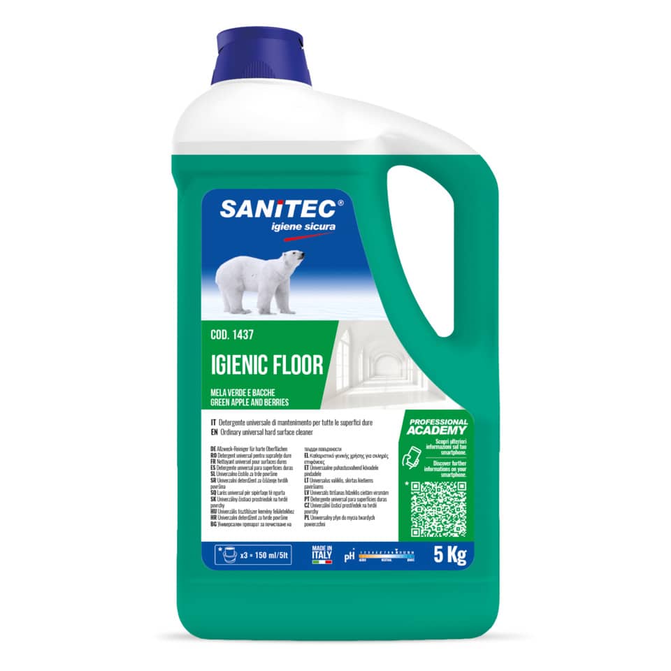 Detergente concentrato per pavimenti Sanitec Igenic Floor Mela verde & Bacche 5 Kg - 1437