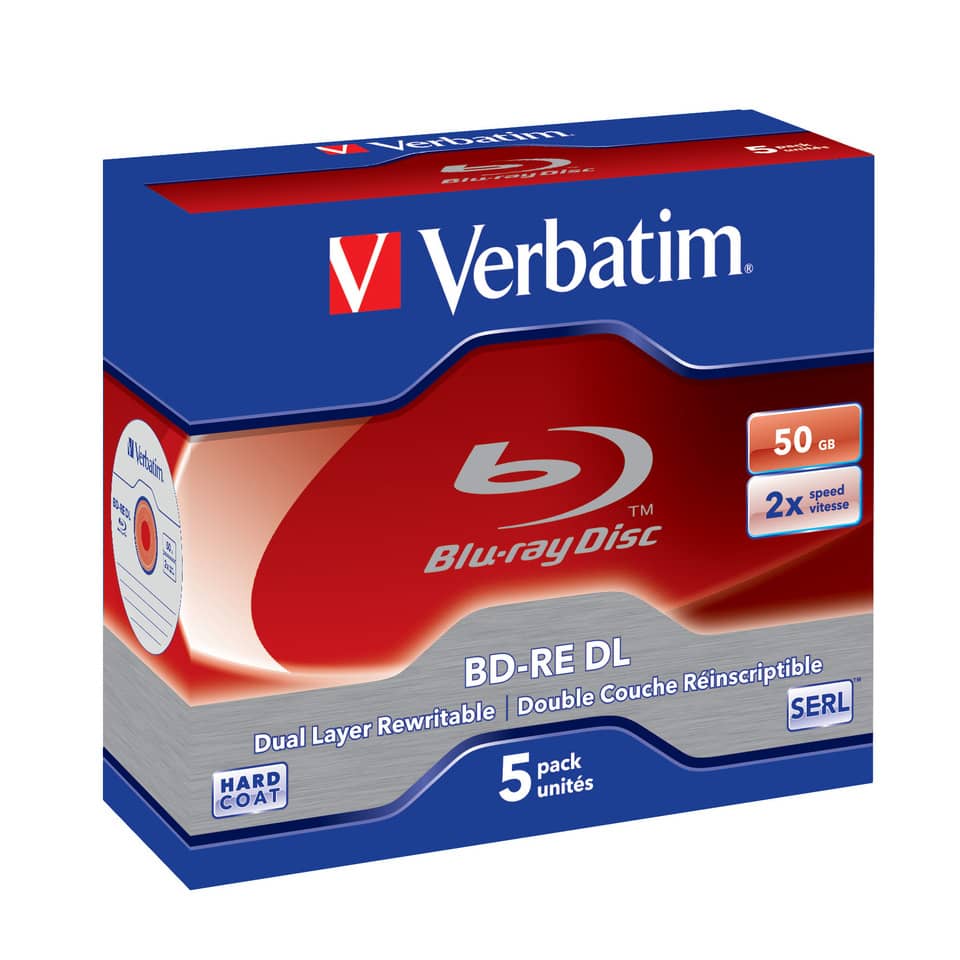 Blu-Ray BD-RE DL Verbatim 50 GB 2x Jewel Case conf. da 5 - 43760